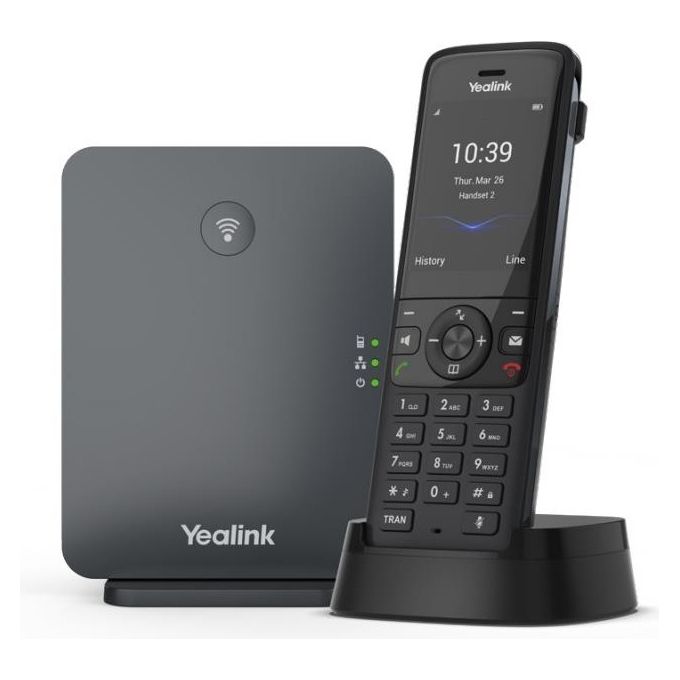 Yealink W78P Sistema Telefonico DECT IP Cordless 10 Account SIP 20 Chiamate Simultanee Bluetooth 5.1 Jack 3.5 mm colore Nero
