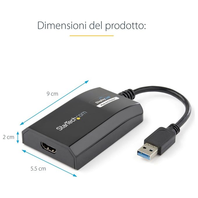 StarTech Adattatore convertitore USB 3.0 a HDMI 4K per MacÂ and PC Scheda Video esterna DisplayLinK HD 1080p