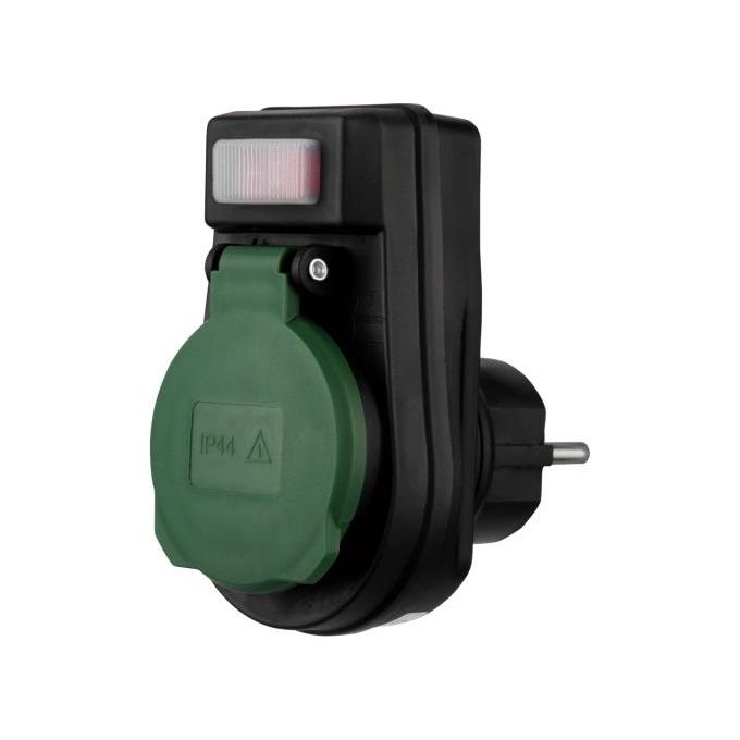 Rev Adattatore con Interruttore IP44 Nero-Verde