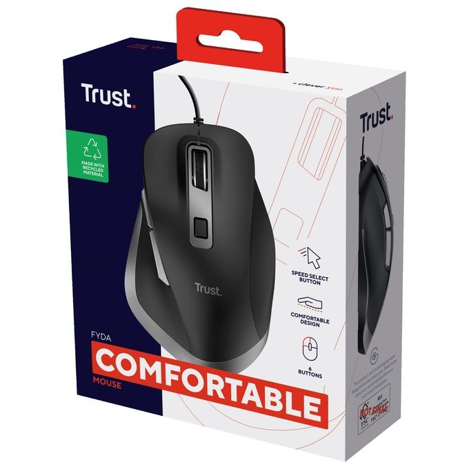 Trust Fyda Mouse Mano Destra Usb Tipo A Ottico 5000 Dpi