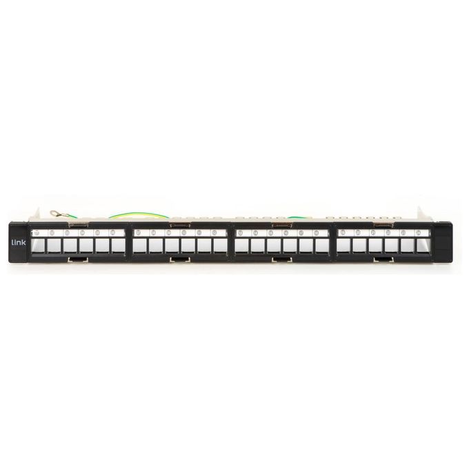 Link Pannello Patch Vuoto in Metallo con Frame Removibili con Barra Supporto Posteriore per Connettori Schermati con Presa a Terra