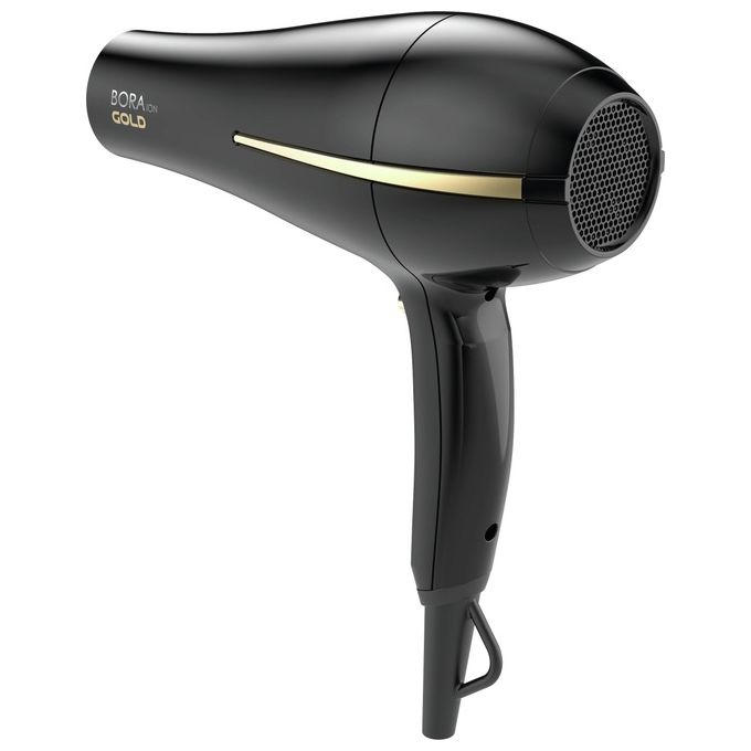 Ga.ma GH0825 Bora Ion Gold Asciugacapelli 2200 W Motore DC Ionico Ceramica 6 combinazioni bocchetta e diffusore colore Nero
