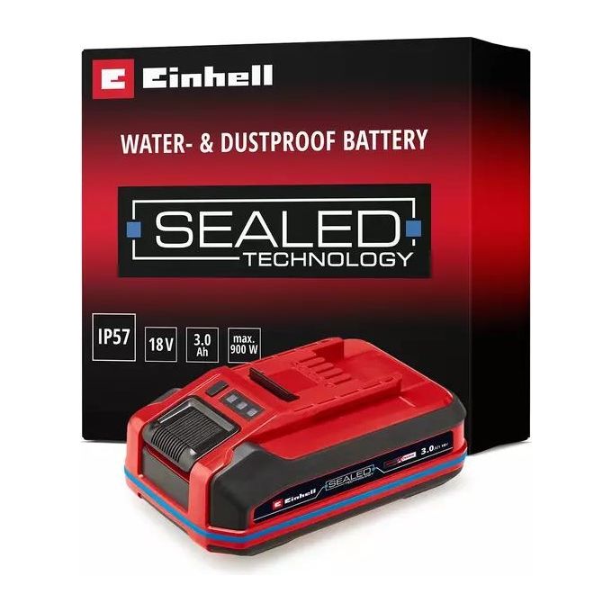 Einhell 4511618 SEALED Power X-Change PLUS Batteria 18 V 3 Ah IP57 LED a 3 livelli colore Nero Rosso