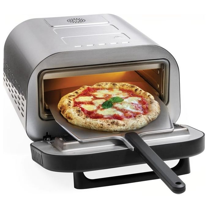 Macom 884 Just Kitchen Forno per Pizza Elettrico Pietra Refrattaria 32 cm 1700W 400°C Timer Digitale colore Nero Inox