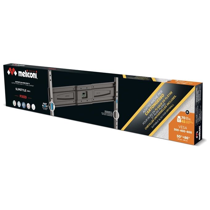 Meliconi 480958 Slimstyle Plus 600S CG Supporto TV Fisso 50'' 86'' VESA 600x400 mm 70 Kg colore Nero