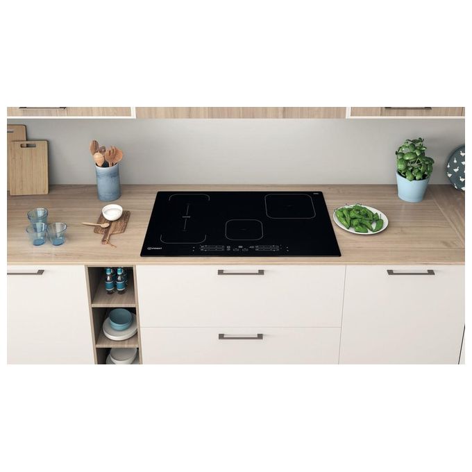 Indesit IB21B77NE Piano cottura a induzione 77 cm 4 zone PushandGo DualZone Touch 7200 W colore Nero
