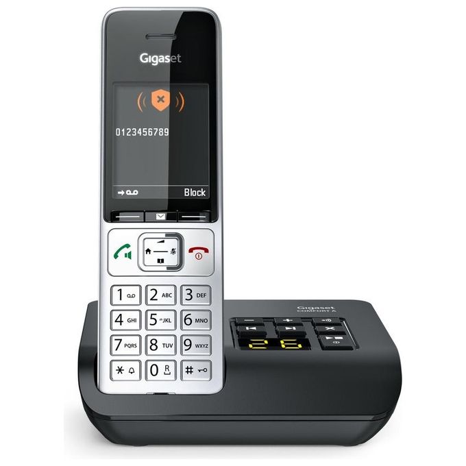 Gigaset S30852-H3023-B101 COMFORT 500A Telefono Analogico-DECT con Vivavoce Schermo TFT 2,2 Pollici Rubrica 200 Voci colore Nero-Argento
