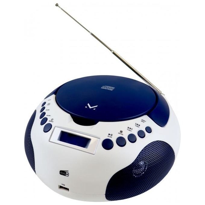 New Majestic 102265 WB Lettore CD Portatile con Radio Digitale DAB DAB+ FM PLL Riproduzione MP3 da USB e AUX LCD Blu Bianco colore Blu Bianco