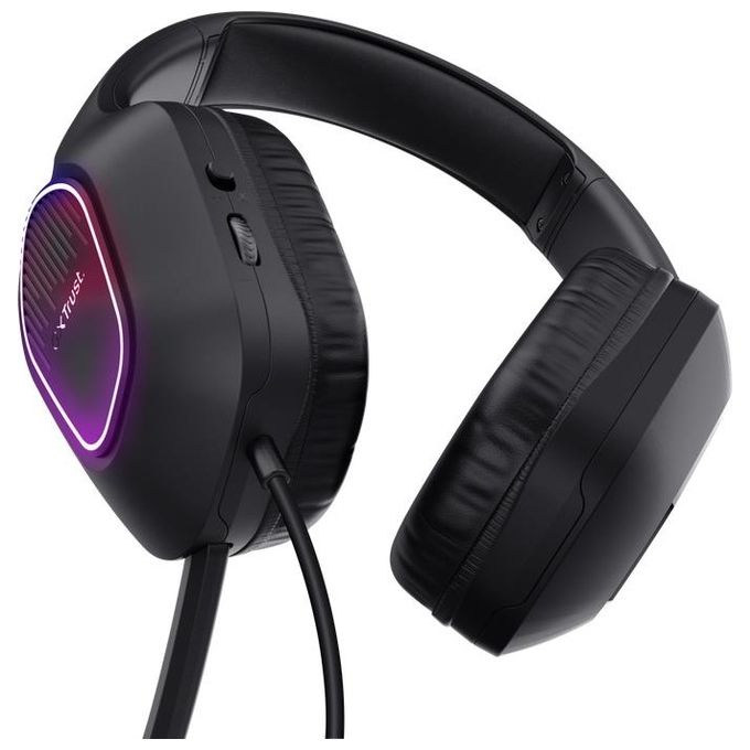 Trust GXT416 Zirox Cuffie Gaming Cablate Jack 3,5mm con USB per LED Driver 50mm Microfono Retrattile Controllo Volume On-Ear colore Nero