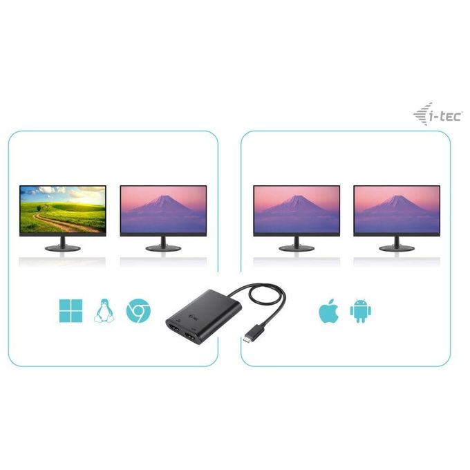 I-tec C31DUAL4K60HDMI Adattatore Video USB-C Dual 4K-60Hz Single 8K-30Hz HDMI 2 Porte Nero