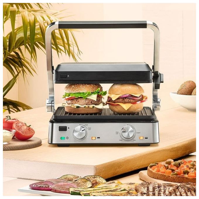Braun CG 7020 Griglia Elettrica di Contatto 2000 W piastre in ghisa antiaderente PTFE 667 cm² fino a 6 persone colore Nero Acciaio inox