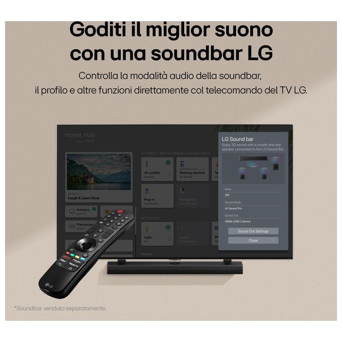LG 75QNED80T6A.API Serie QNED80 TV 4K UHD Smart TV con webOS 24 3 HDMI QNED AI colore Blu