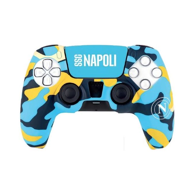 Qubick Cover Gamepad COP50005 per Playstation 5 Design Napoli Camo Azzurro