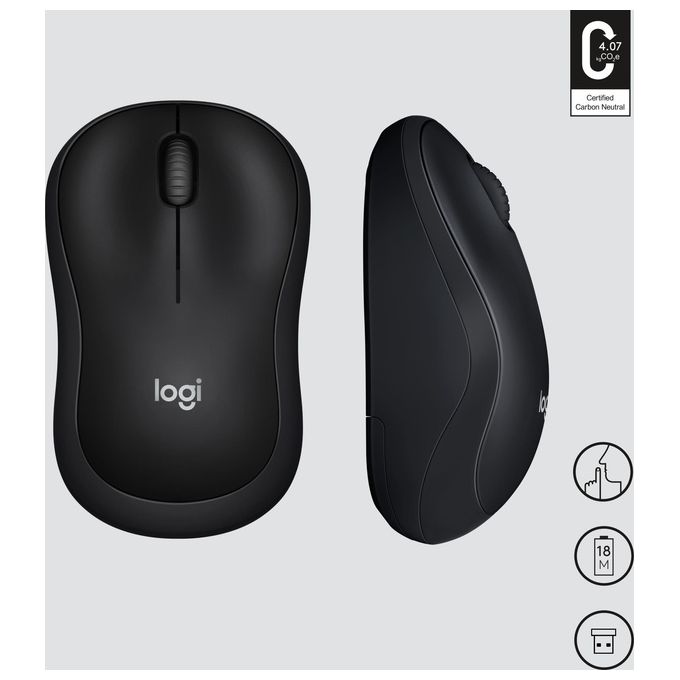 Logitech M220 Mouse Wireless, Pulsanti Silenziosi, 1000 DPI Ambidestro PC-Mac-Laptop, Grigio