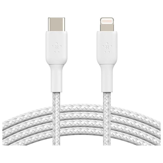 Belkin Cavo Intrecciato da Usb-C a Lightning 1mt Rivestito Bianco