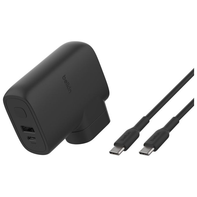 Belkin BPZ003 BoostCharge Caricabatteria da Parete e Power Bank 25W USB-C PD 3.0 PPS 5000mAh 2 Porte Portatile Ricarica Veloce colore Nero