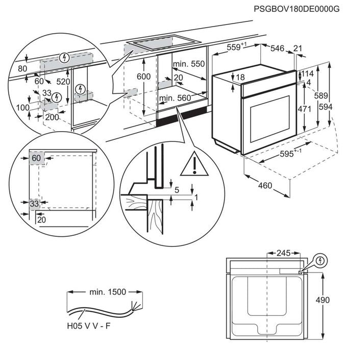 AEG BPK535060B Serie 6000 Forno da incasso Multifunzione 71 L Classe A+ Pulizia Pirolitica 9 Funzioni 45 Programmi Automatici (59.5x59.4x56.7 cm) colore Nero