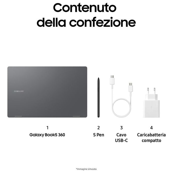Samsung NP750QHA-KA1IT Galaxy Book5 360 Notebook 2 in 1 15.6'' Intel Core Ultra 5 226V 16 GB RAM 512 GB SSD Windows 11 Home colore Grigio