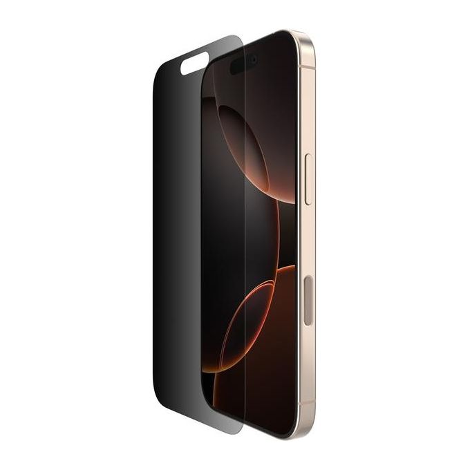 Belkin OVA169HQ ScreenForce InvisiGlass Protezione per schermo in vetro con filtro per la privacy per Apple iPhone 16 Pro spessore 0,29 mm durezza 9H antibatterico resistente agli urti e alle impronte colore Nero