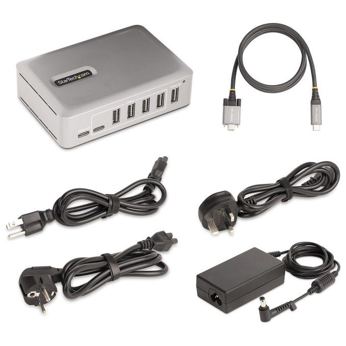 StarTech.com 10G5A2CS-USB-C-HUB Hub USB-C 7 Porte USB 3.2 Gen 2 10 Gbps Autoalimentato con Adattatore 65W colore Argento