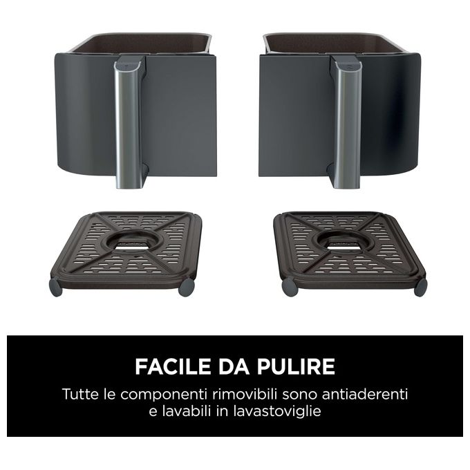 Ninja AF400EU Friggitrice ad aria Dual Zone 9.5 L 2470 W 6 funzioni 2 cestelli digitale colore Nero