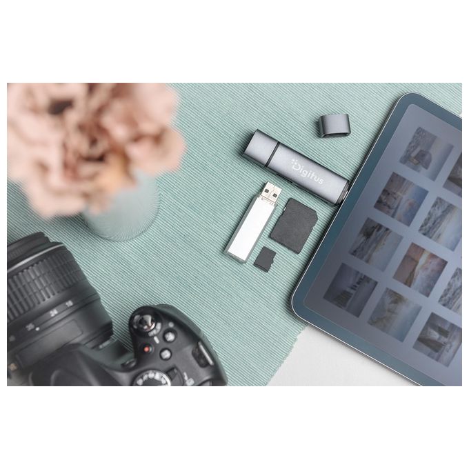 Digitus DA-70886 Lettore di Schede Alluminio Usb 3.2 Gen 1 Type-A-type-C