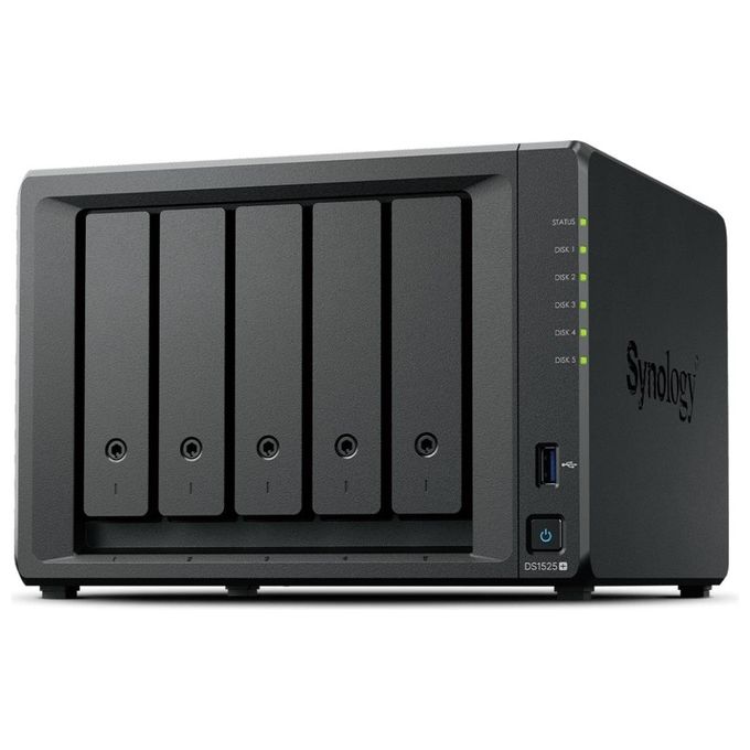 Synology DS1525+ DiskStation NAS Tower 5 alloggiamenti 8 GB DDR4 Ryzen V1500B 2 porte 2.5GbE colore Nero