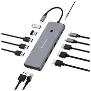 Verbatim CMH-13 Hub USB-C Pro Multiporta 13 Porte 2x HDMI 8K DisplayPort RJ45 PD 85W 10 Gbps colore Argento