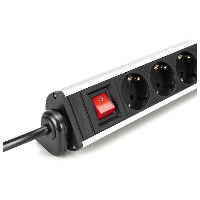 Digitus DA-70624 Ciabatta Multipresa Office 6 Prese 2 USB-A 18W 1 USB-C 20W cavo 1,5 m alluminio colore Nero Argento