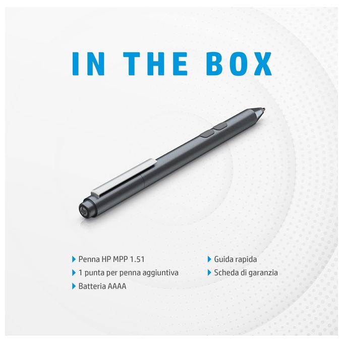 HP 3V2X4AA#ABB MPP 1.51 Penna Digitale Stilo 4096 Livelli Pressione Autonomia 18 Mesi 2 Pulsanti Configurabili colore Grigio