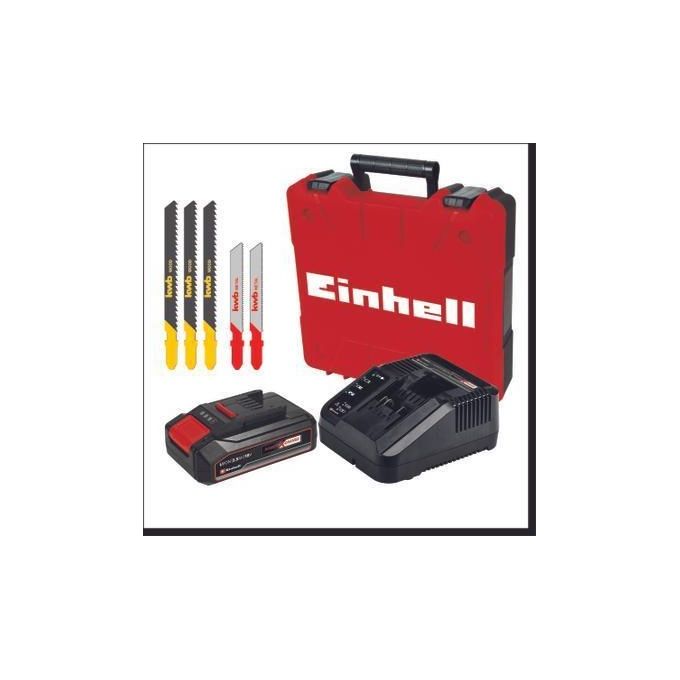 Einhell 4321228 TC-JS 18 Li Seghetto alternativo a batteria 18 V movimento pendolare attacco aspirazione batteria 2,5 Ah Power X-Change valigetta inclusa colore Nero