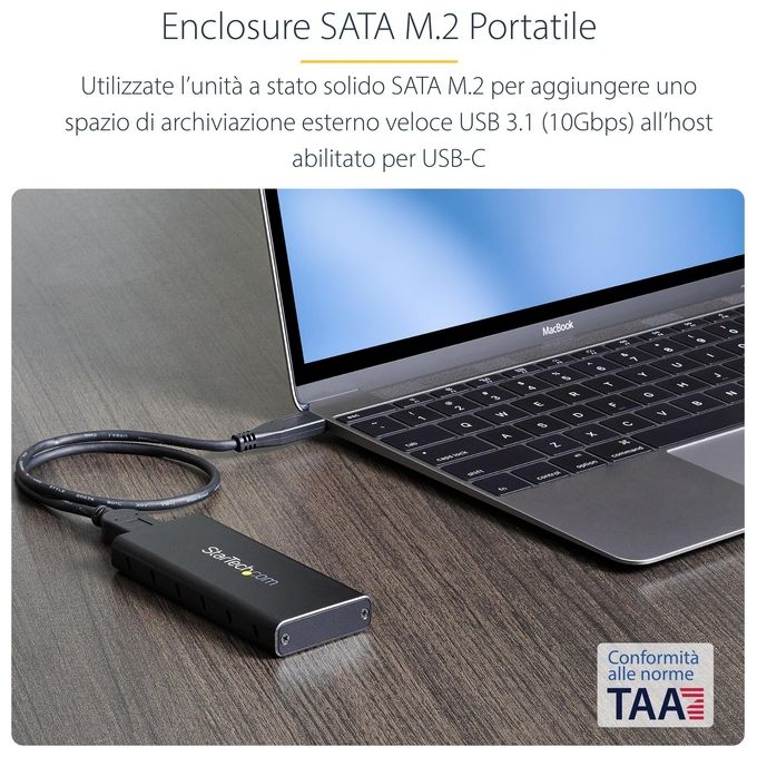Startech box esterno sata m.2 ngff - usb 3.1 (10gbps) con cavo usb-c