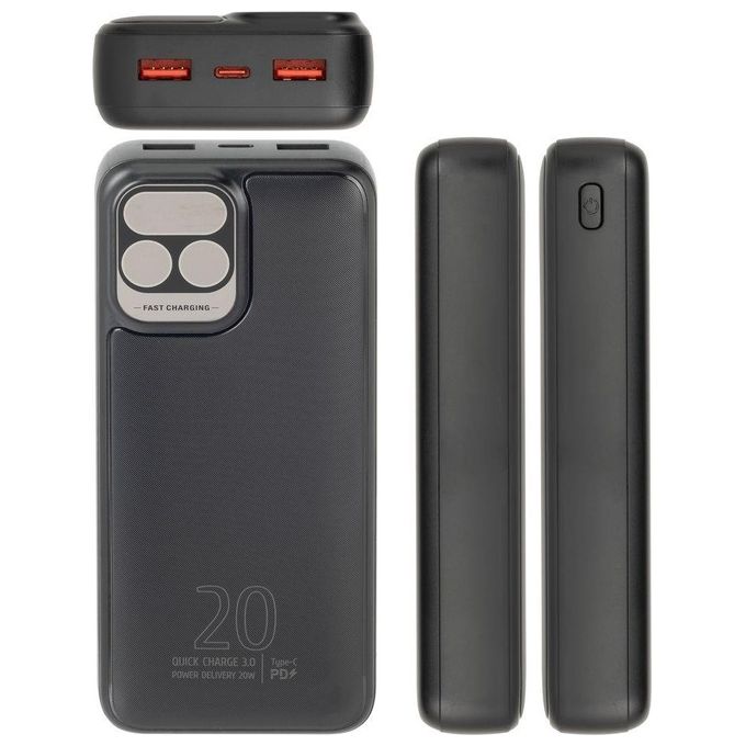 RivaCase VA2521 RivaPower Powerbank 20000 mAh con Display LCD 20W PD QC 3.0 colore Nero