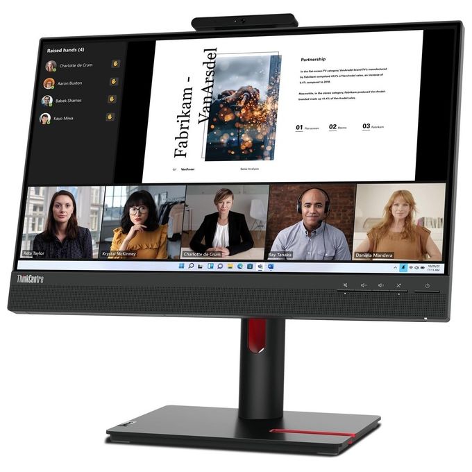 Lenovo 12N9GAT1IT ThinkCentre Tiny-In-One 22 Monitor PC Touch 21.5'' IPS Full HD Altoparlanti Webcam Integrati Hub USB 3.2 Gen 1 VESA 100x100 colore Nero