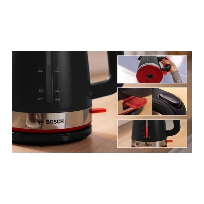 Bosch TWK4M223 MyMoment Bollitore Elettrico 1.7 L 2400 W Base 360° Filtro Anticalcare colore Nero