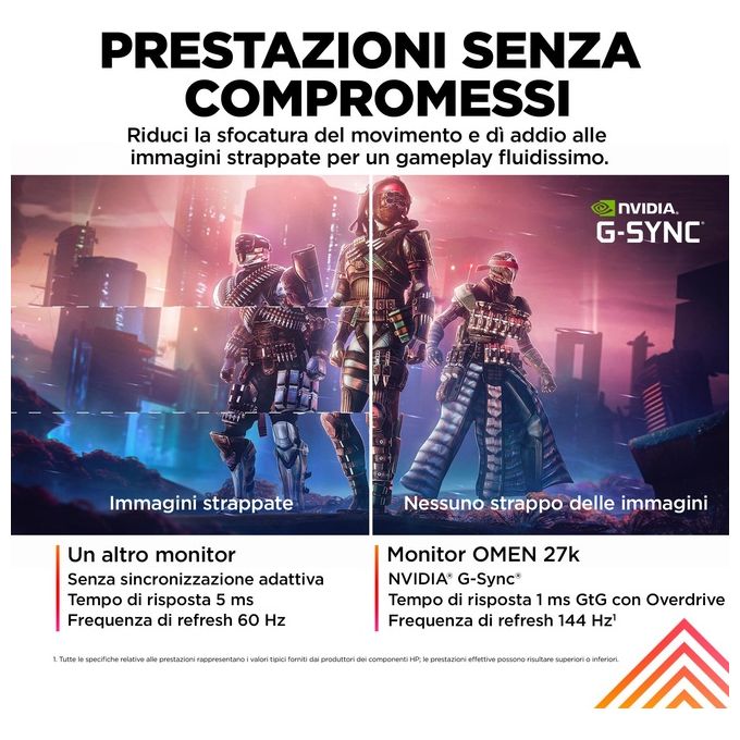 HP 780G8AA#ABB OMEN by HP Monitor da gaming 27'' UHD 144 Hz IPS 1 ms HDMI 2.1 USB-C altoparlanti integrati colore Nero