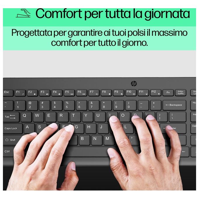 HP 664R5AA Tastiera Cablata 150 Full-size Layout Italiano USB-A 12 Tasti Funzione Plug and Play colore Nero