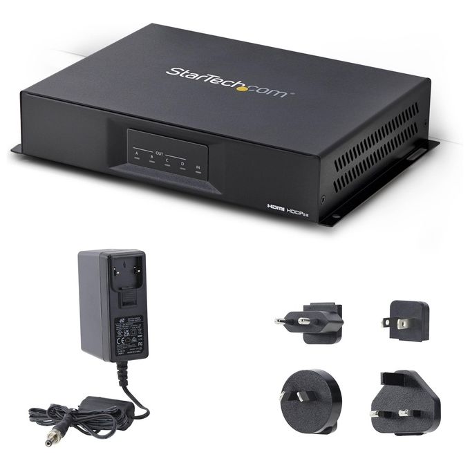 StarTech.com ST124HDVW Controller per video wall 2x2 4K 60Hz HDMI 2.0 1 ingresso 4 uscite colore Nero