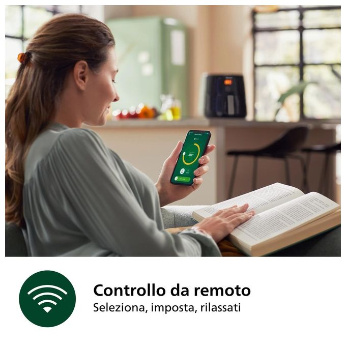 Philips HD9285-93 Friggitrice ad aria XXL Serie 5000 7,2 L 2000 W 16 programmi Wi-Fi colore Nero