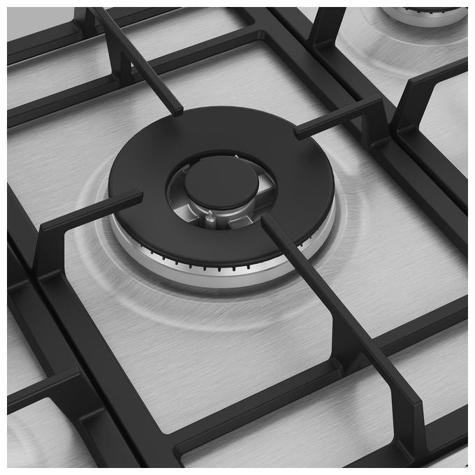 Beko HIAW75226SXE Piano cottura Gas 75 cm 5 Fuochi Wok 5000W FlameAdjust PractiClean Gas Safety colore Acciaio Inox