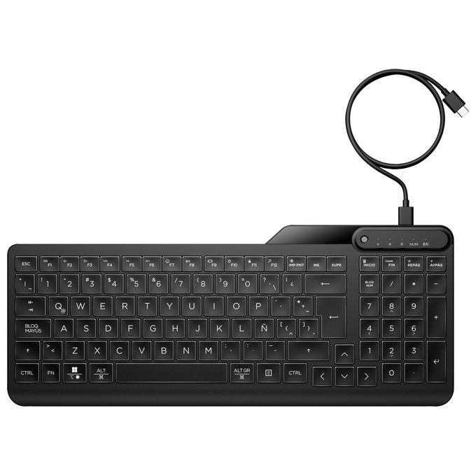 HP 7N7C1AA 405 Tastiera cablata retroilluminata USB-C Full-size multidispositivo tasti a membrana basso profilo colore Nero