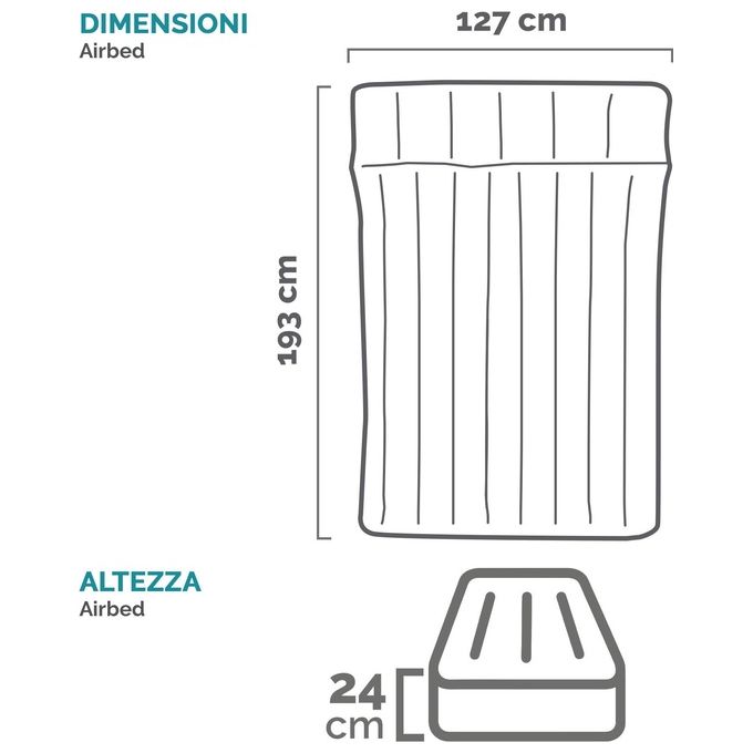 Intex 67999 Materasso Gonfiabile Camping Laminato Matrimoniale 193x127x24cm Comfort e Resistenza in Viaggio