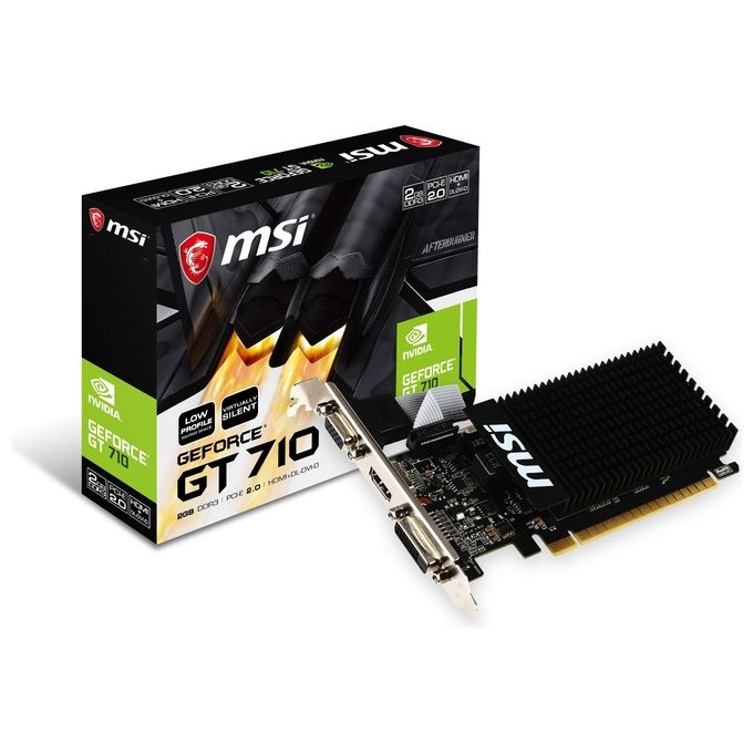 MSI GeForce GT710 2GD3H LP Scheda Grafica, 2 GB GDDR3, PCI Express 2.0, HDMI + DL-DVI-D, Nero