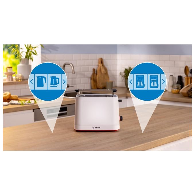 Bosch TAT3M121 MyMoment Tostapane 4 Fette 950 W con Controllo Doratura Regolabile Funzione Scongelamento e Mantieni Caldo colore Bianco