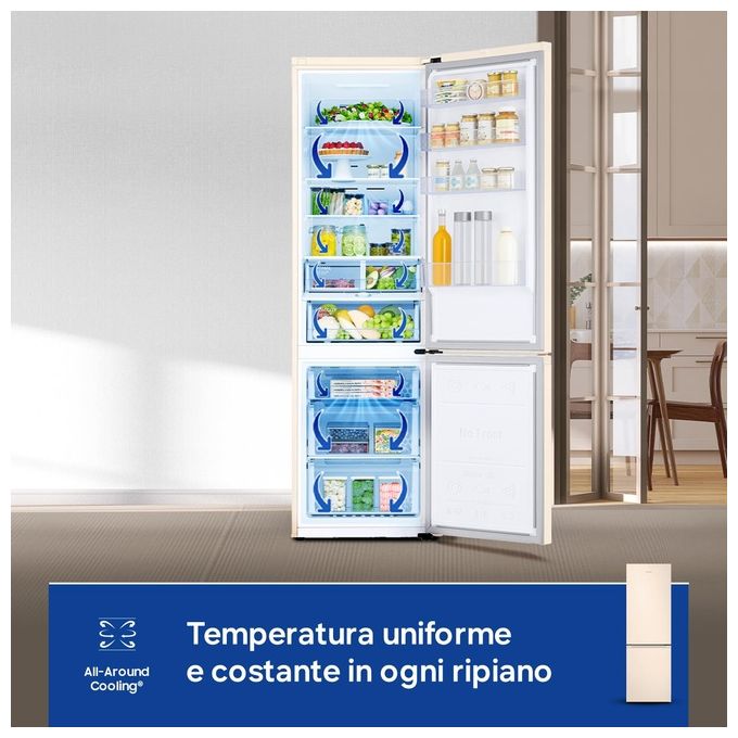 Samsung RB38C603DEL EcoFlex AI Frigorifero Combinato 390 L 203 cm Classe D 35 dB Total No Frost Wi-Fi SpaceMax colore Sabbia