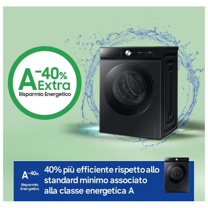 Samsung BESPOKE AI WW11DB8B95GBU3 Lavatrice carica frontale Quickdrive 11Kg 1400 giri Classe A nera