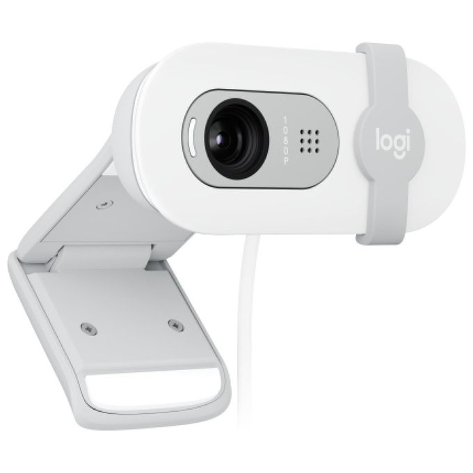 Logitech 960-001617 Brio 100 Webcam Full HD 1080p con Microfono Integrato e Copriobiettivo per Privacy colore Bianco