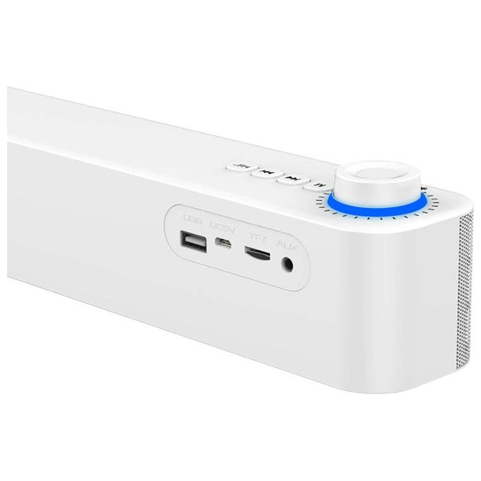 Atlantis Land P003-C0820-W Mini Soundbar Bluetooth 5.3 20W Jack 3.5mm Batteria 2400mAh Radio FM USB MicroSD colore Bianco