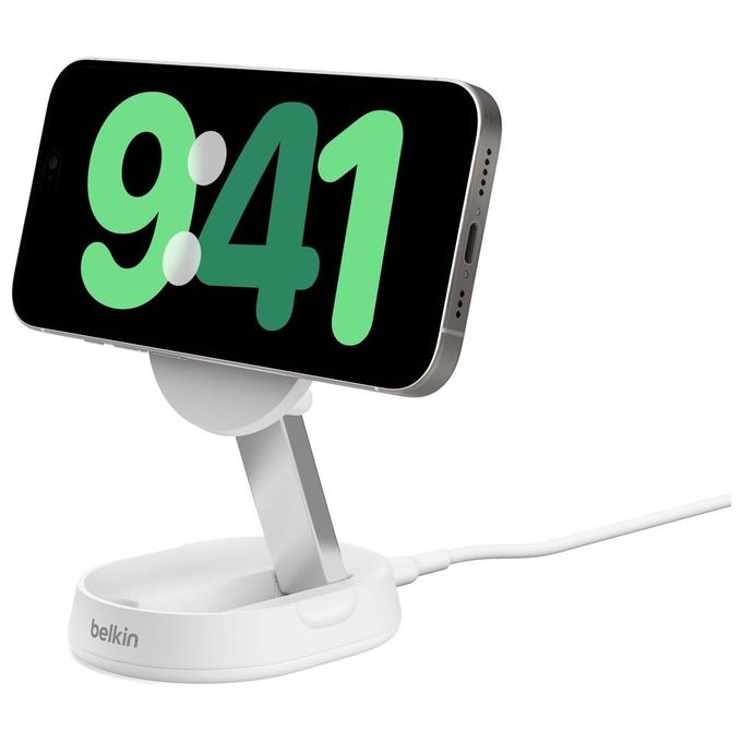 Belkin WIA008BTWH BoostCharge Pro Supporto di Ricarica Magnetico Convertibile 15 W Qi2 Compatibile con MagSafe colore Bianco