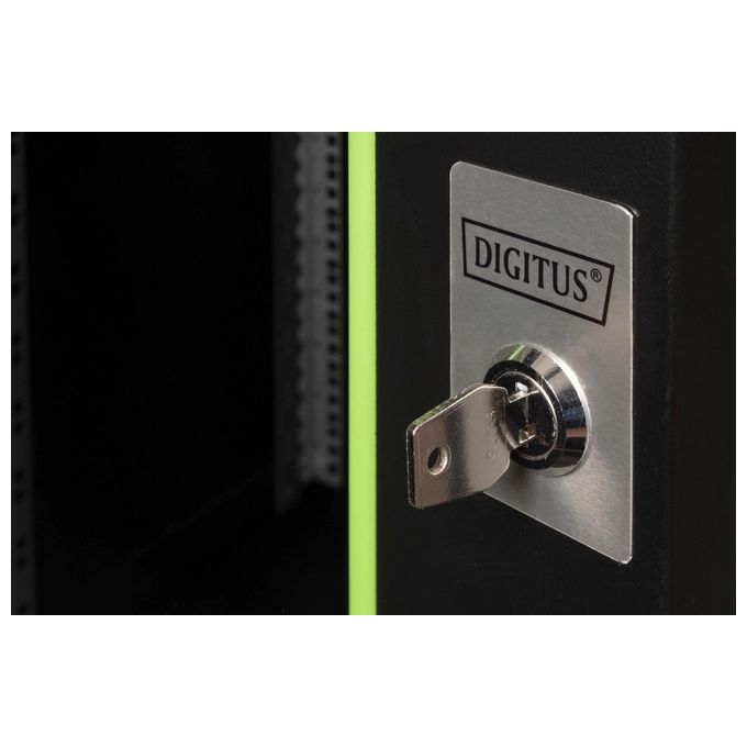 Digitus DN-19 20U-6-6-SW Serie Unique Armadio Rack 19 pollici 20U Profondita' Utile 450 mm Carico Massimo 100 Kg Porta in Vetro di Sicurezza IP20 colore Nero